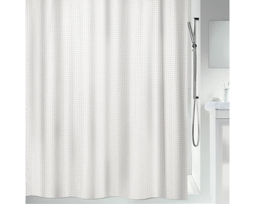Duschvorhang spirella CARLINA Anti-Schimmel 180 x 200 cm weiß 10.22787 Weißer Duschvorhang mit Waffelmuster im Badezimmer