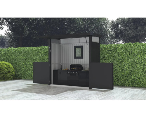Grillpavillon mit Grill, Spüle und Arbeitsfläche im Garten