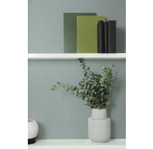 Dekorative Regalszene mit Büchern und einer Vase mit Eukalyptus