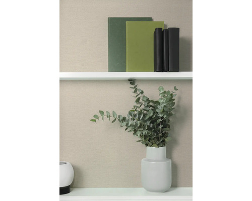 Regal mit Büchern und Eukalyptus in Vase