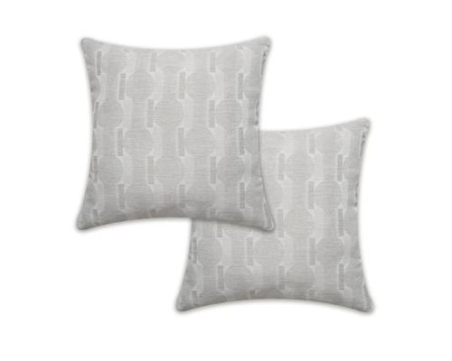 Zwei dekorative Kissen mit geometrischem Muster für den Wohnbereich.