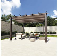 Terrasse mit Pergola, Sitzgruppe und dekorativen Elementen für den Außenbereich