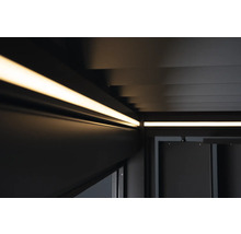 Nahaufnahme der LED-Beleuchtung eines Pavillons.