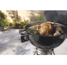 Grillszene mit Hähnchen, Gemüse, Kartoffeln und Grillthermometer