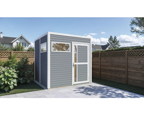 Gartenhaus mit Fenster und Tür im Außenbereich