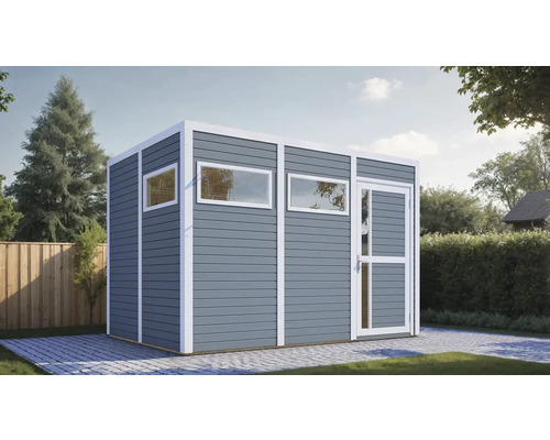 Gartenhaus aus Holz mit Fenstern und Tür