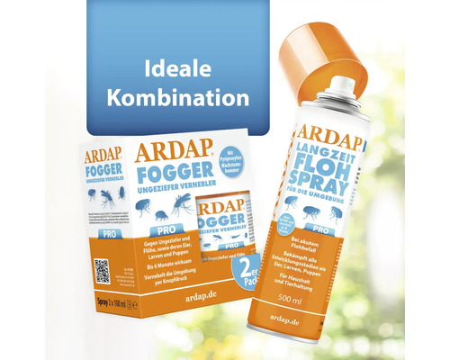 Ardap combination pack with fogger and long-term flea spray for the environment.
