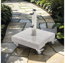 Quadratischer Sonnenschirmständer aus Granit mit Rollen