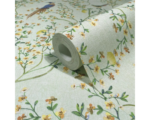 Tapetenrolle mit Blüten und Vogelmotiven