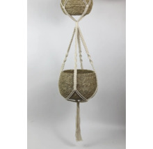 Blumenampel mit Makrameeaufhängung und geflochtenem Topf