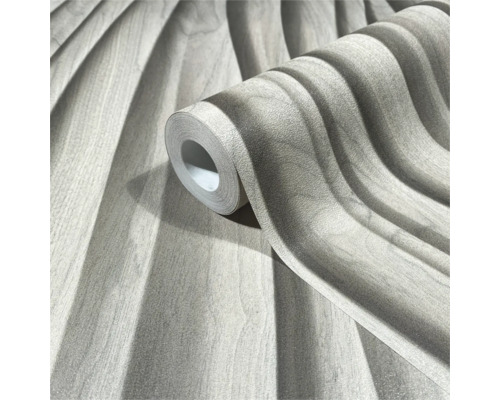 Rolle Tapete mit Holzoptik und Wellenmuster