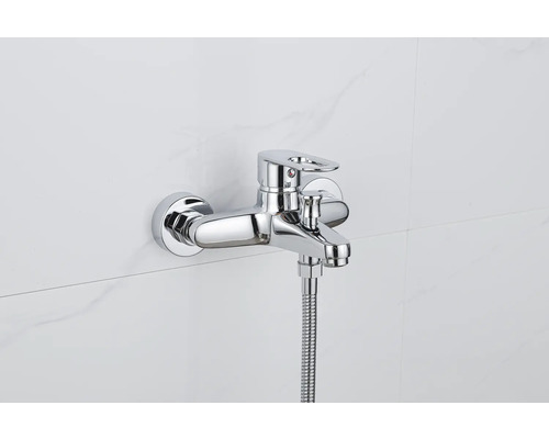 Wandarmatur mit Brauseschlauch für Badewannen