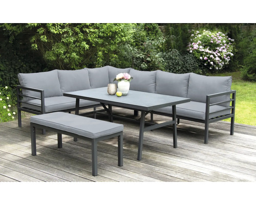 Gartensitzgruppe mit Sofa, Tisch und Bank für den Außenbereich