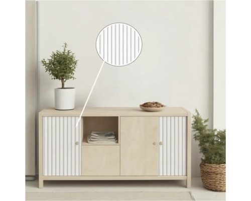 Sideboard mit Türen, Regalfach und geriffelten Elementen