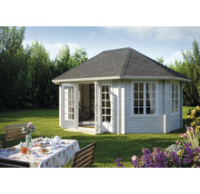 Holz Gartenhaus mit Doppeltür und Fenstern im Garten