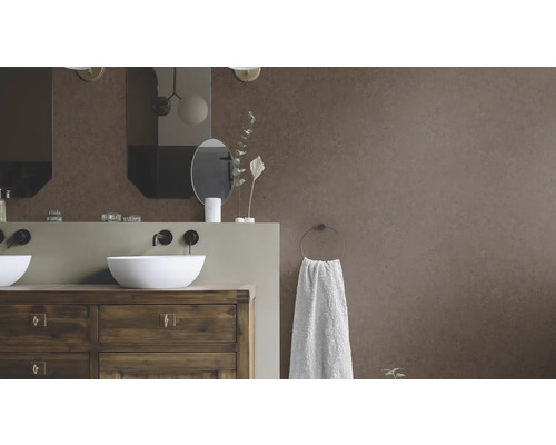 Badezimmer mit Doppelwaschtisch, Spiegeln, Handtuchring und Handtuch