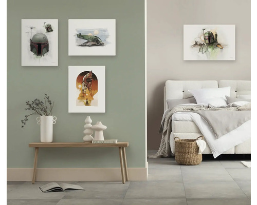 Dekorative Star Wars Wandbilder in einem Schlafzimmer und einem Wohnbereich