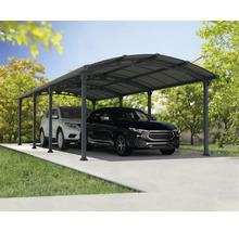 Doppelcarport mit zwei geparkten Autos