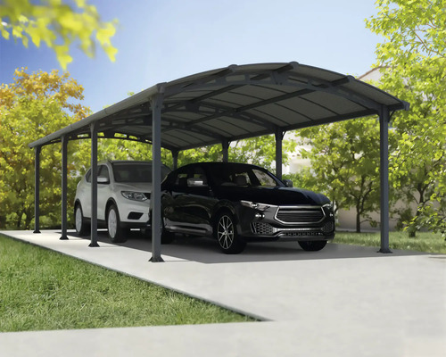 Doppelcarport mit zwei geparkten Autos