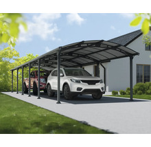 Überdachter Carport mit zwei geparkten Autos vor einem Haus