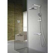 Duschsystem mit Kopfbrause, Handbrause und Ablage im Badezimmer