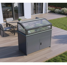 Hochbeet mit Unterschrank auf einer Terrasse