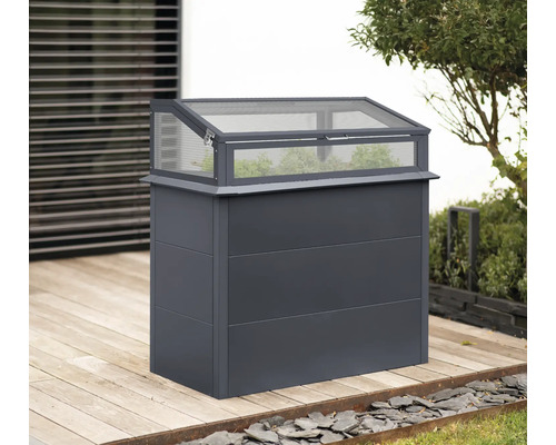 Hochbeet aus Metall mit transparenter Abdeckung für den Garten