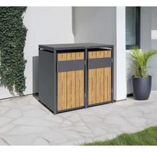 Mülltonnenbox für zwei Mülltonnen mit Holzverkleidung