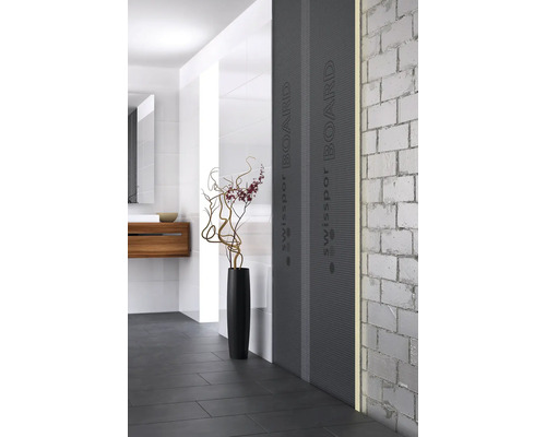 Modernes Badezimmer mit Vorwandinstallation und swissopor BOARD