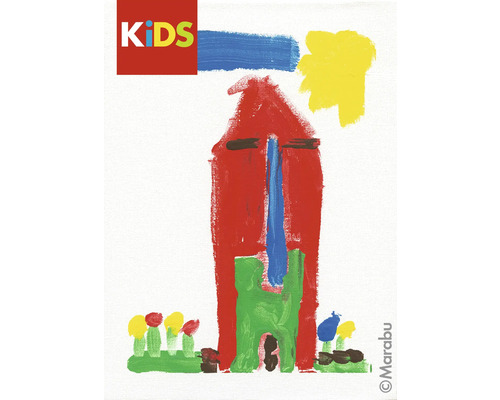 Kinderbild mit Haus, Sonne und Blumen