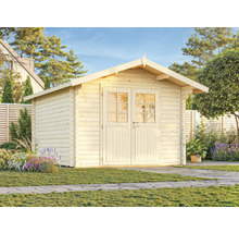 Gartenschuppen aus Holz mit Doppeltür im Außenbereich