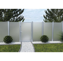 Gartenzaun mit Tor und Sichtschutz aus Glas