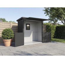 Gartenschrank mit geöffneter Tür und Fenster für den Aussenbereich