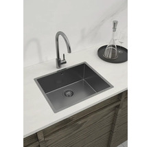 Spültisch mit Wasserhahn in einer Küchenumgebung.