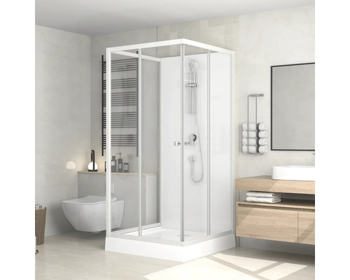 form&style Komplettdusche BORA BORA 90 x 90 x 195 cm weiß Modernes Badezimmer mit Duschkabine, Waschbecken und Toilette