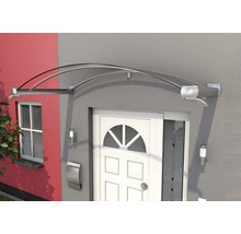 Haustürvordach mit gebogener Form zum Schutz vor Witterungseinflüssen.