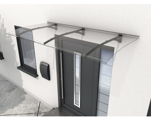 Vordach aus Glas über einer Haustür