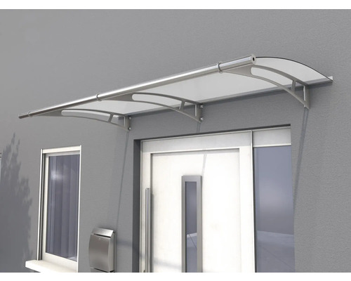 Türvordach mit transparentem Dach und Metallrahmen