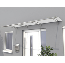 Haustürvordach aus Acrylglas mit Edelstahlhalterungen an einer Hauswand