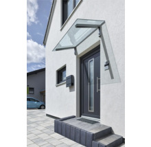 Hauseingang mit Vordach, Haustür, Briefkasten und Klingel