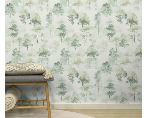 Tapete mit Baumdesign an einer Wand