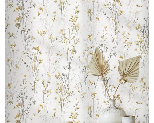 Tapete mit gelben Blumenmuster