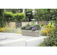 Rechteckiger Pflanzkasten mit Bepflanzung im Garten