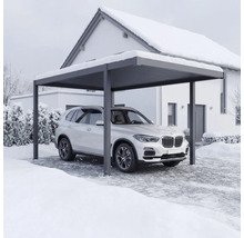 Carport mit Auto im Winter