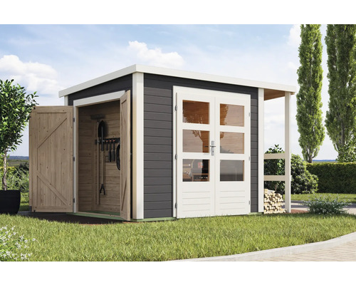 Gartenhaus mit Doppeltür und Geräten