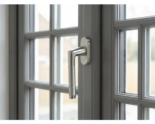 Nahaufnahme eines Fensters mit Fenstergriff