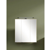 Dreitüriger Spiegelschrank fürs Badezimmer mit integrierter LED-Aufsatzleuchte.