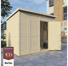 Holzgartenhaus mit Doppeltür und Geräten