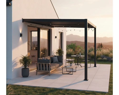 Terrassengestaltung mit Pergola, Sitzgruppe und Beleuchtung für den Außenbereich