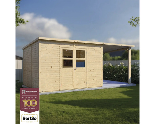 Holzgartenhaus mit Doppeltür und Vordach